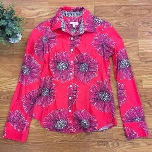 Lilly Pulitzer | pink floral button down, size 2